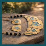 Handcrafted Copper Brass Riveting Necklace Set (Mrugamudra) - Image 2