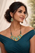Handcrafted Copper Brass Riveting Necklace Set - Mrugashri - Image 3