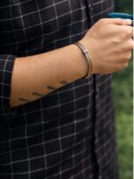 Handcrafted Brass Wired Kada - Striped Pattern - Image 5