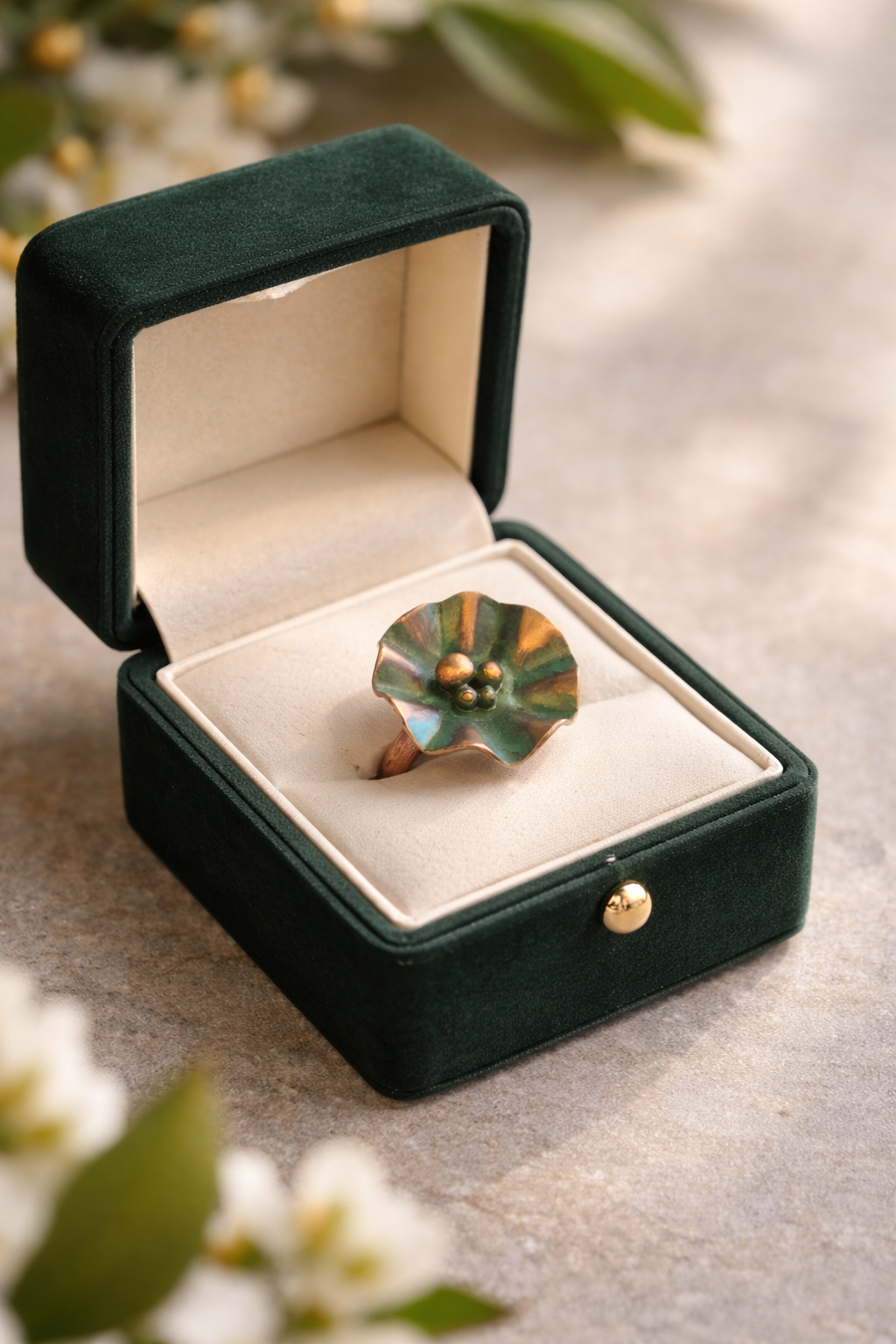 Copy of file_00000000d45071fa9f55001aff6911c4 Handcrafted Riveting Patina Shell Ring - Image 1