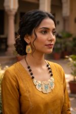 Handcrafted Copper Brass Riveting Necklace Set (Mrugamudra) - Image 3