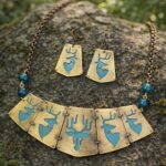 Handcrafted Copper Brass Riveting Necklace Set - Mrugashri