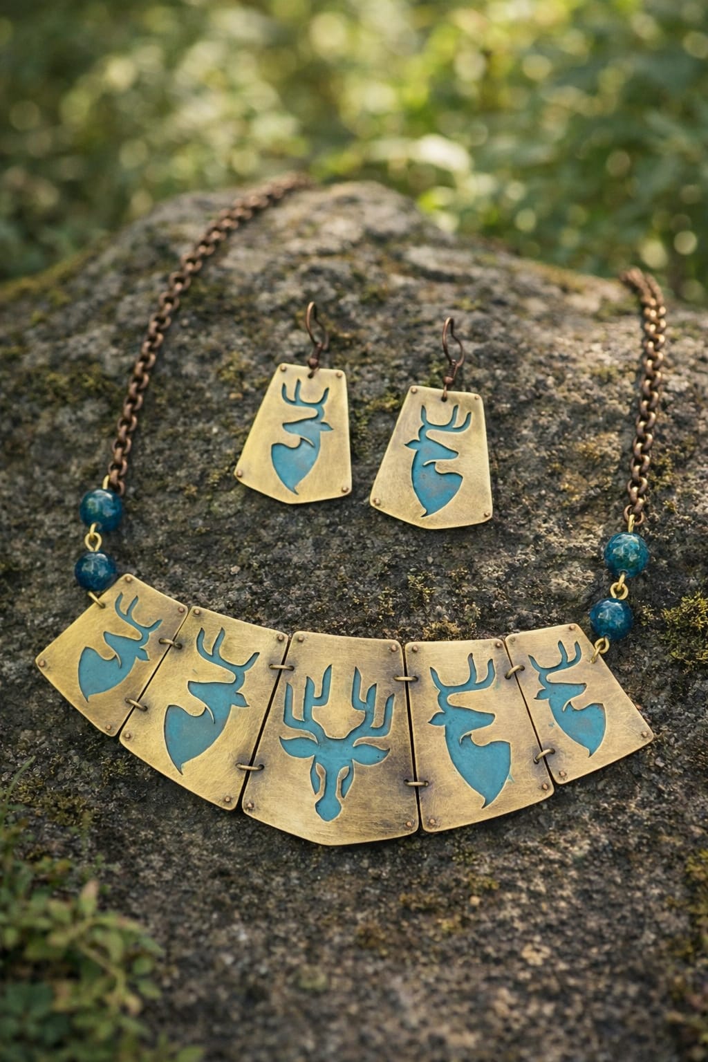 WhatsApp Image 2026-05-13 at 11.12.39 PM Handcrafted Copper Brass Riveting Necklace Set - Mrugashri - Image 1