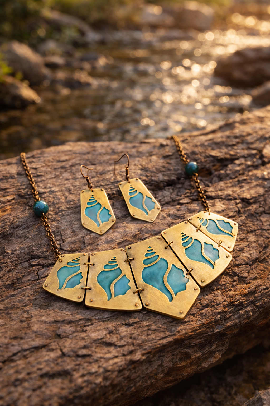 file_000000004f347208baca6785de7bab0c Handcrafted Copper Brass Riveting Necklace Set (Shankhini) - Image 1