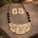 Handcrafted Copper Brass Riveting Necklace Set (Mrugamudra)