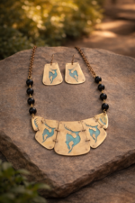 Handcrafted Copper Brass Riveting Necklace Set (Mrugamudra)