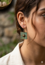 Handcrafted Copper Patina Earrings - Image 2
