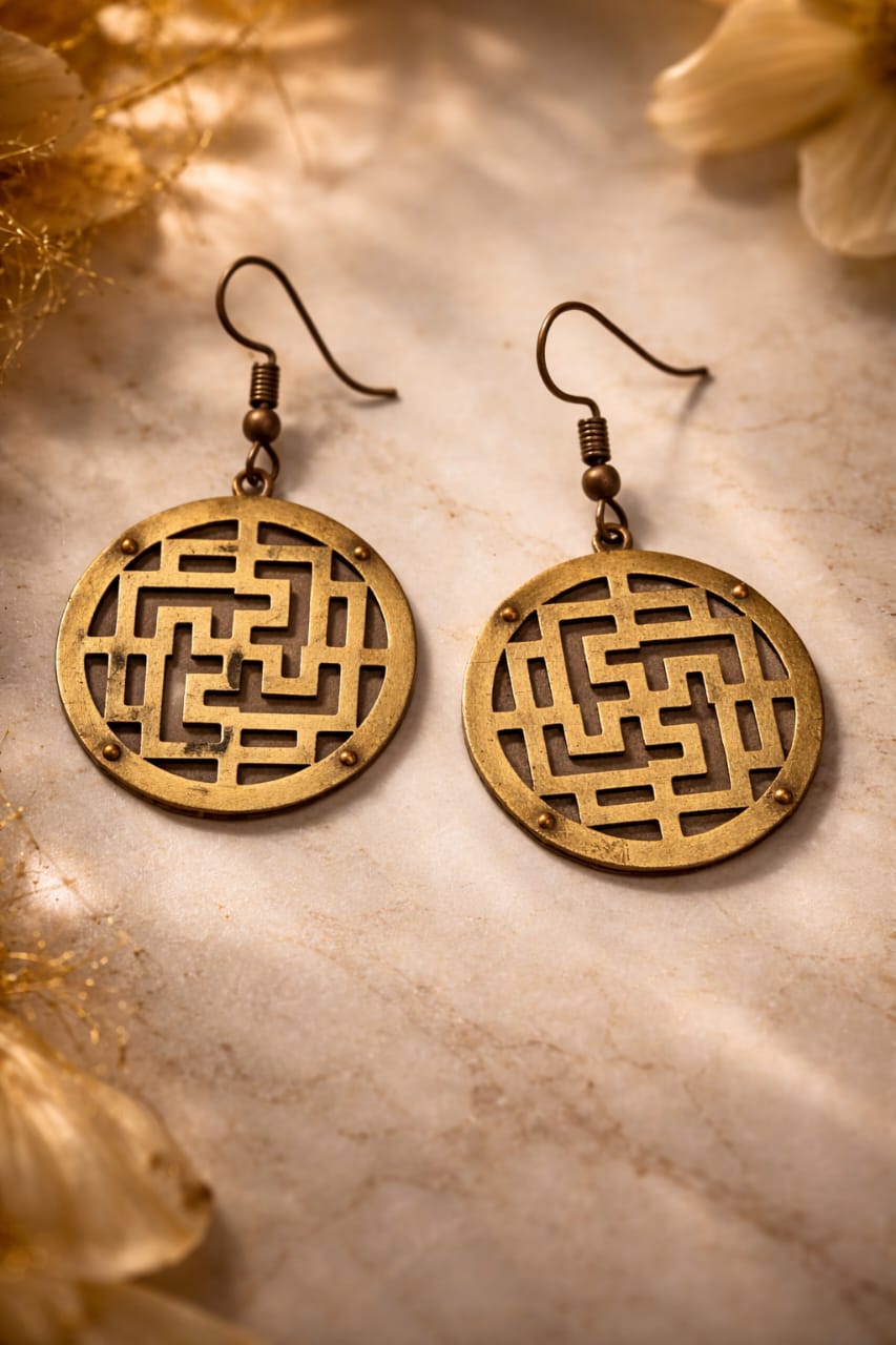 WhatsApp Image 2026-01-22 at 3.05.20 PM (3) Handcrafted Copper Brass Riveting Earring - Image 1