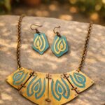 Handcrafted Copper Brass Riveting Necklace Set (Mayurpankha)