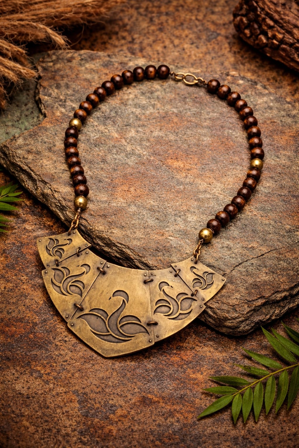 IMG-20260330-WA0001 Handcrafted copper brass riveting necklace set (MAYUKH) - Image 1