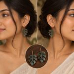 Handcrafted copper leaf earring - Image 2