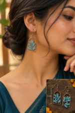 Handcrafted copper leaf earring - Image 3