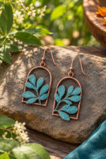 Handcrafted copper leaf earring - Image 2