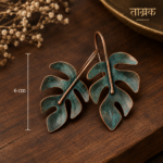 Handcrafted copper leaf earring